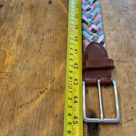 Peter Millar braided cotton/leather belt made in Italy
